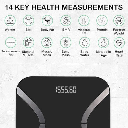 Korescale Gen2 Digital Smart Scale with BMI, Body Fat, Muscle Mass, Weight | Highly Accurate Bathroom Scales, Bluetooth Composition Analyzer | Compatible with KoreHealth, Apple Health App (Black)
