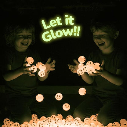 ArtCreativity Glow in the Dark Orange Smiley Face Bouncing Balls - Bulk Pack of 36 - 1 Inch High Bounce Bouncy Balls for Kids, Glowing Party Favors and Goodie Bag Fillers for Boys and Girls