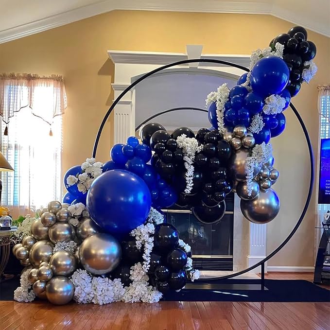 Dark Blue and Black Balloon, 60 Pcs 12 Inches Navy Blue and Metallic Silver Balloons for Kids Adults Birthday Space Party Wedding Baby Shower