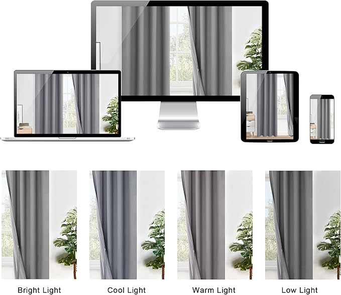 XWZO 100% Blackout Curtains with Tiebacks- Heat and Full Light Blocking Window Panels with Grommets for Bedroom/Nursery, 63 Inches Long Thermal Insulated Draperies, Grey, W60 x L63, Set of 2