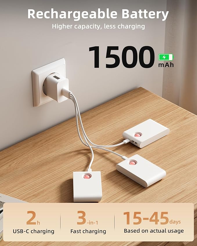 EZVALO 3 Pack Motion Sensor Night Lights, Sync LED Stair Lights Indoor, 1500mAh Rechargeable, Magnetic & Dimmable, 3000K Soft White, Portable Nightlight for Hallway, Stairs, Bathroom, Bedroom