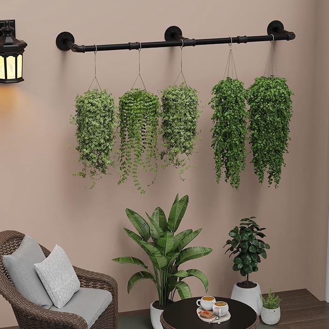 Wall Mounted Clothes Rack 60in, Industrial Pipe Clothing Racks Wall Mount, Heavy Duty Detachable Iron Garment Bar, Saving Space, Multi-Purpose Hanging Rod for Bedroom, Laundry Room, 2 Packs