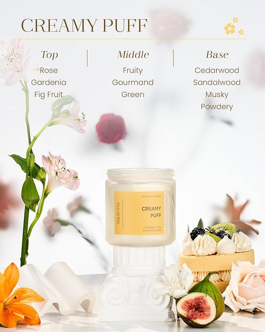 M&SENSE Creamy Gardenia Scented Candle, 11.6oz Natural Soy Wax Non Toxic Candle 70-Hour Burn Time, 2-Wick Aromatherapy Gifts for Home Decor & Housewarming