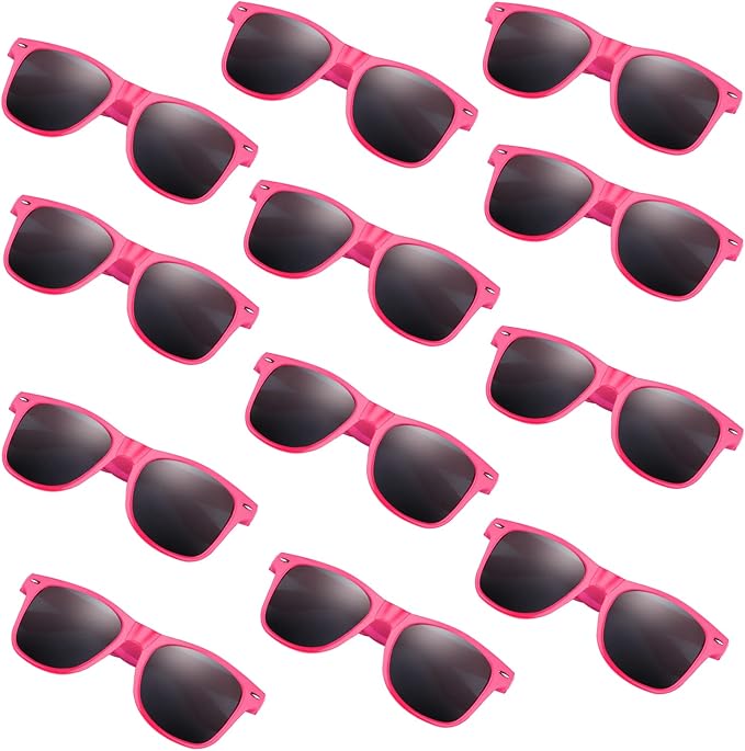 FEPITO 24 Pack Party Sunglasses Bulk for Birthday Party Favors Goody Bag Fillers for Beach Pool Party Toys for Adults, Pink