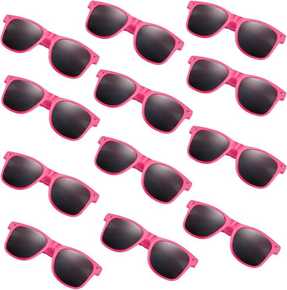 FEPITO 24 Pack Party Sunglasses Bulk for Birthday Party Favors Goody Bag Fillers for Beach Pool Party Toys for Adults, Pink
