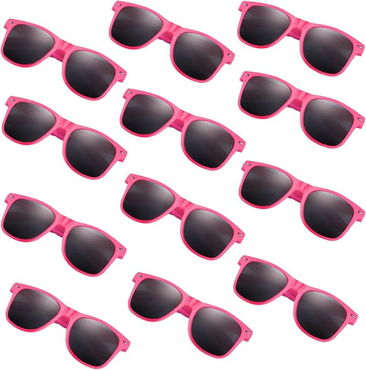 FEPITO 24 Pack Party Sunglasses Bulk for Birthday Party Favors Goody Bag Fillers for Beach Pool Party Toys for Adults, Pink
