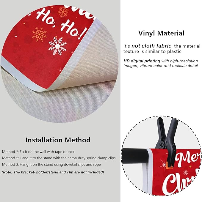 YongFoto Merry Christmas Backdrop 8x6ft Snowflakes Santa Claus's Smiling Fun Photography Background Happy New Year Xmas Eve Family Party Banner Room Decorations Photoshoot Wallpaper Photo Booth