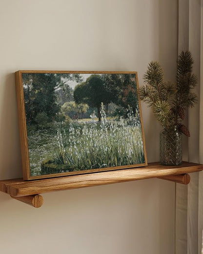 InSimSea Framed Canvas Wall Art Vintage Decor, Landscape Wall Art, Summer Hyacinths Vintage Paintings Prints, Flower Pictures for Bathroom Decor, Wild Field Landscape Decorations, 12"x16"