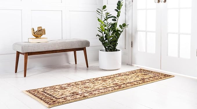 Rugs.com Aditi Collection Rug – 2' 2 x 6' Runner Cream Low Rug Perfect for Living Rooms, Large Dining Rooms, Open Floorplans