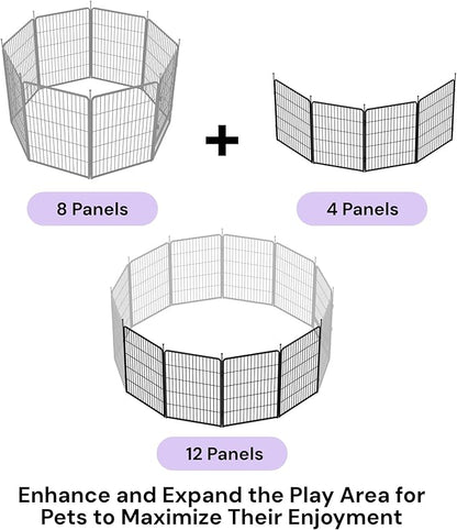 SunsGrove Dog Playpen Outdoor, Heavy Duty 40 Inch 4 Panels Play Pen for Medium and Large Dogs, Free and Safe Play Dog Fence, Black