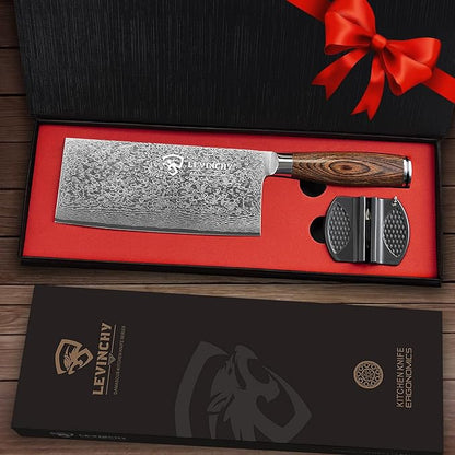 Damascus 8 inch Cleaver Knife, Professional Handmade Damascus Stainless Steel Kitchen Knife, Superb Edge Retention, Stain & Corrosion Resistant, Ergonomic PAKKA Wood Handle