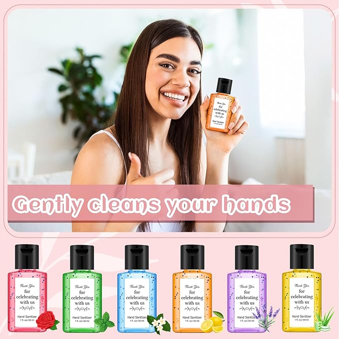 Frienda 24 Sets Black Wedding Hand Sanitizer Gift Set Travel Size Hand Sanitizers Gift Bulk Mini Sanitizer for Homeless Nursing Home Appreciation Gifts for Coworker