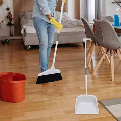 Broom and Dustpan Set Cleaning Broom Set Stable Dustpan and Long Handle for Lobby and Kitchen