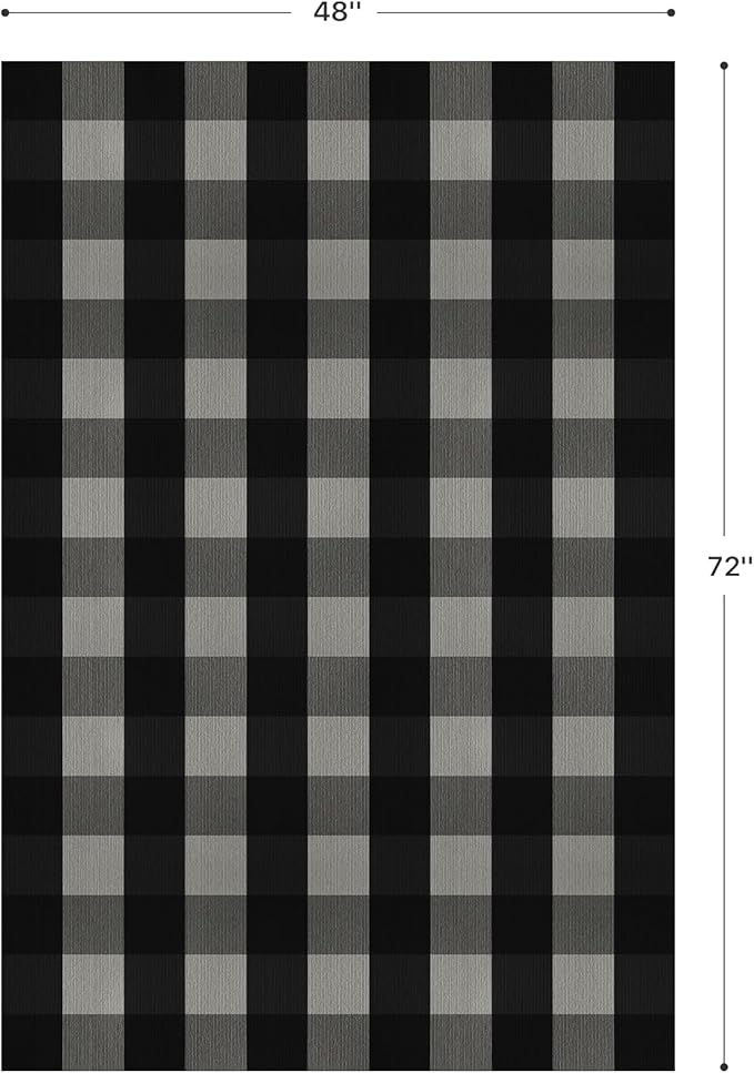 GENIMO Checkered Rug 4x6 Ft Black and White Outdoor Rug Buffalo Plaid Rugs Mat Fall Doormats Washable Rug for Front Porch Decor Indoor Entrance Patio Balcony Entryway