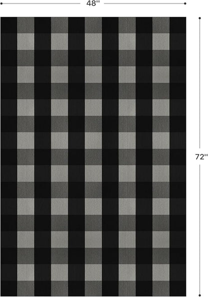 GENIMO Checkered Rug 4x6 Ft Black and White Outdoor Rug Buffalo Plaid Rugs Mat Fall Doormats Washable Rug for Front Porch Decor Indoor Entrance Patio Balcony Entryway
