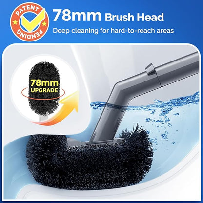 HAMITOR Toilet Plunger and Brush Set for Bathroom Cleaning with Extented Handle - Heavy Duty Toilet Plunger Combo Accessories with Caddy Stand Holder for Small Space - Gray