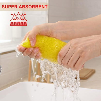 Kitinjoy 100% Cotton Waffle Weave Kitchen Towels, 4-Pack Super Soft and Absorbent Dish Towels for Drying Dishes, Kitchen Hand Towels, 13 in x 28 in, Yellow