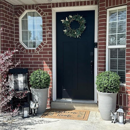 24" T with 17" W Artificial Topiary Trees, Decorative Indoor Outdoor Faux Boxwood, for Home, Office, and Garden Decor