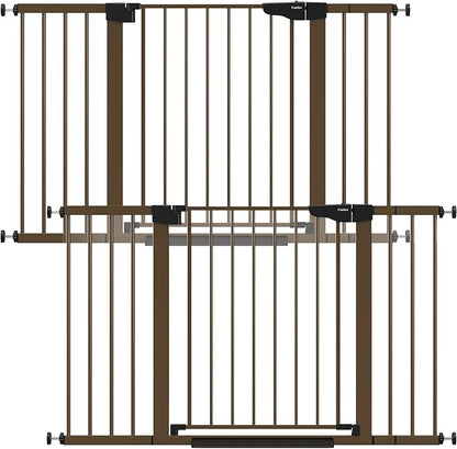 Cumbor 2 Pack 29.7"-51.5" Extra Wide Baby Gate for Stairs, Mom's Choice Awards Winner-Dog Gates for Doorways, Pressure Mounted Walk Through Pet Gate Indoor, Safety Auto-Close Child Gate for Kid,Brown