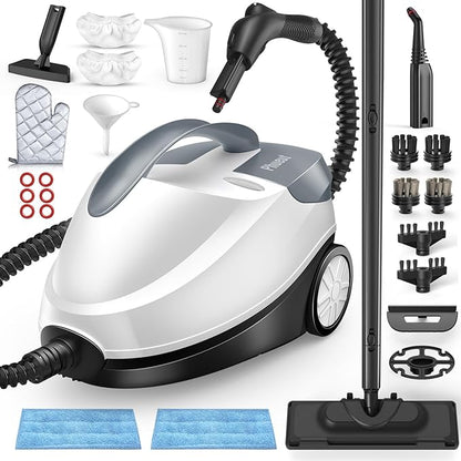 Steam Cleaner with 28 Accessories for Home, 1800W Powerful Multipurpose Steam Mop with 1.5L Tank for Floor Cleaning, Chemical-Free Heavy Duty Steamer for Cleaning Floors, Couch, Tile, Grout and Car