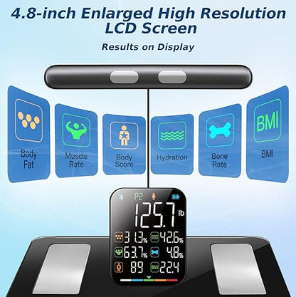 Smart Scale for Body Weight, 8 Electrodes Digital Bathroom Scale with BMI, Body Fat, Muscle Mass, 27 Body Composition Measurements, LCD Screen, Large Platform Bathroom Scales, 400lbs