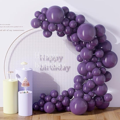 130PCS Lilac Balloons, 18/12/10/5 Inch Latex Balloons with Ribbon, Party Balloons for Birthday Wedding Graduation Baby Shower Decorations