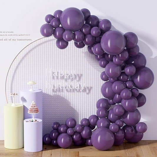 130PCS Lilac Balloons, 18/12/10/5 Inch Latex Balloons with Ribbon, Party Balloons for Birthday Wedding Graduation Baby Shower Decorations