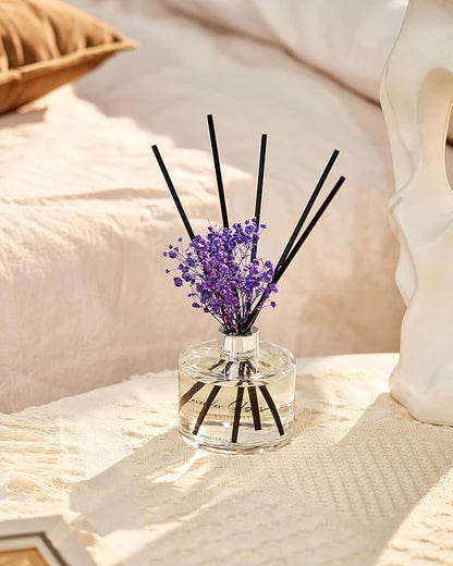 M&SENSE Reed Diffuser Set with 7 Sticks | 7.0oz Fresh Green & Eucalyptus Scent, Home Fragrance Diffuser for Bedroom Bathroom Décor, Scented Diffuser with Baby's Breath Flower Gifts for Women