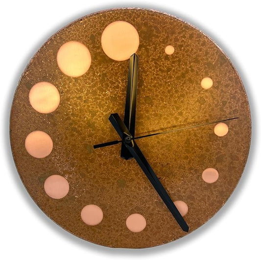 Handmade Pure Copper Wall Clock for Home Decoration, Decor Clock for Living Room, Bedroom and Kitchen, Rustic Decorative Mural Clock Art for Farmhouse (Circles of Time, 17.7)