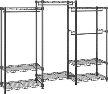 VEVOR Clothing Garment Rack, Heavy Duty Closet Wardrobe, Adjustable Tiers Clothes Racks with Steel Frame, for Bedroom, Clothing Store, Hallway