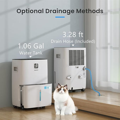 Yaufey 120 Pints Energy Star Dehumidifier for Home, Basement and Large Room up to 6000 Sq. Ft., with Drain Hose, Timer, Intelligent Humidity Control and Large Water Tank