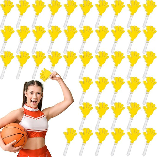 Junkin 48 Pcs Hand Clappers Bulk 7. 5 x 3. 5 Inches Noise Makers Party Favors Clapping Noise Maker Clacker for Birthdays Game Prizes Rewards Football Sporting Events Cheers Supplies (Yellow,White)