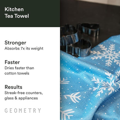 GEOMETRY Christmas Kitchen Towels - Quick Dry Microfiber Cloth Dish Towels for Kitchen Drying - Premium Quick Dry Towel, 2-Pack Set (Reindeer Rendevous + Frosty (Frosty Fun)