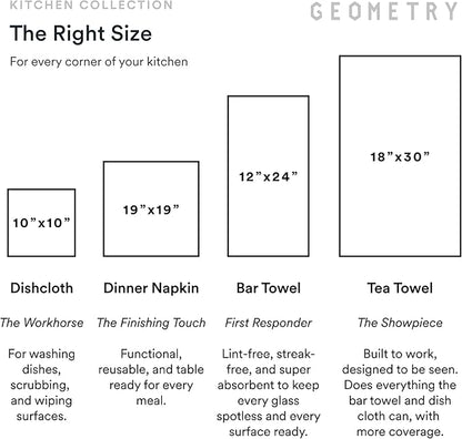 GEOMETRY Kitchen Tea Towels - Quick Dry Microfiber Dish Towels for Kitchen Linen Breeze, 18" x 30" 2 Pack