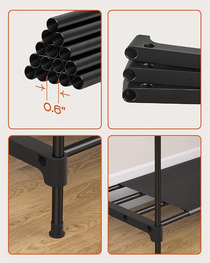 Clothes Rack, Portable Closet, 44.9 Inch Large Capacity Wardrobe Closet, Clothes Storage Organizer with Shelves and 2 Hanging Rods, Easy to Assembly, Black PCT021B01