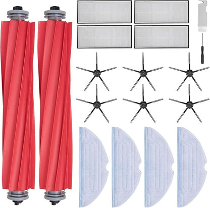 18Pack S7 Replacement Parts for Roborock S7Max Ultra,S7Pro Ultra,S 7,S7+,S7MaxV,S7Max V Plus,S7Max V Ultra Robot Vacuum, 2 Roller Brush, 4 Filter, 6 Side Brush, 4 Mop Cloth, 2 Installation Tools
