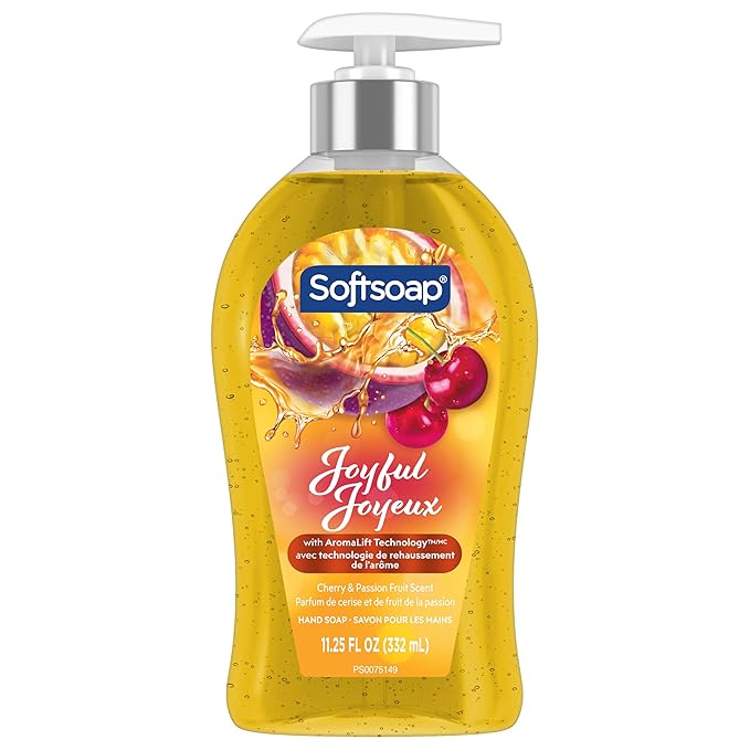 Softsoap Joyful Liquid Hand Soap, Paraben Free, pH Balanced, Cherry and Passion Fruit Scent, 11.25 fl oz Pump Bottle, 6 pack