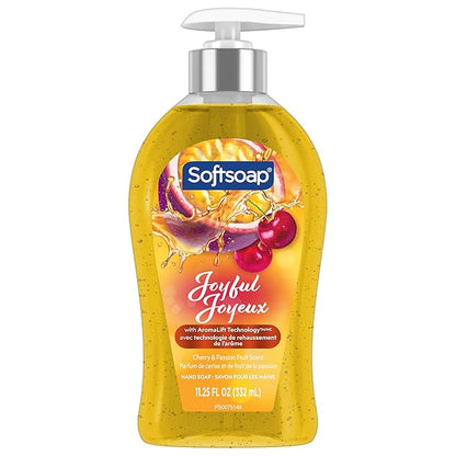 Softsoap Joyful Liquid Hand Soap, Paraben Free, pH Balanced, Cherry and Passion Fruit Scent, 11.25 fl oz Pump Bottle, 6 pack