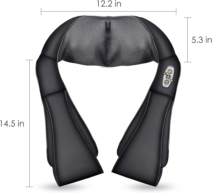 CooCoCo Shiatsu Neck Massager -4D Kneading Back Massager with Heat, Birthday Gifts for Dad/Women/Men, Deep Kneading Electric Massage Pillow, Massagers for Back and Neck Shoulder, Gifts for Christmas