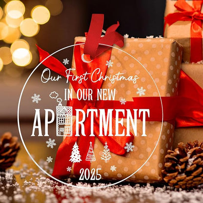Our First Christmas in Our New Apartment 2025 Xmas Ceramic Ornament - Apartment Decor House Warming Gifts 1st Apartment Christmas Ornament Idea for New House Housewarming Couple & Family Xmas Gifts