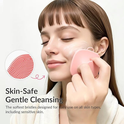 2 Pack Face Scrubber,Silicone Facial Cleansing Brush for Men & Women,Reusable Gentle Facial Waterproof Cleansing Skin Brush Exfoliating Scrubber for Sensitive Skin (Black/Pink)