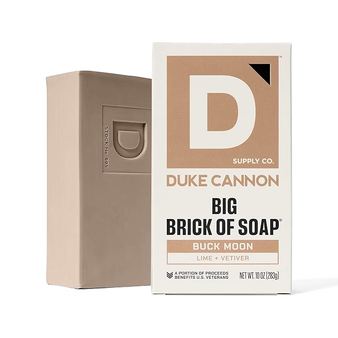 Duke Cannon Supply Co. Extra Large Bar Soap - Men's Natural Soap with Masculine Scents - Lime + Vetiver - Made in the USA with Domestic & Globally Sourced Materials - All Skin Types - Buck Moon,10 oz