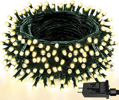 99FT 300 LED Christmas Decoration Lights Outdoor/Indoor, Memory Function & Timer & 8Modes, UL Certified, Green Wire Waterproof String Lights for Christmas Tree Holiday Party Garden Decor (Warm White)