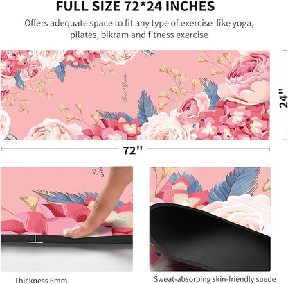 nuveti Yoga Mat Print Extra Thick TPE Non Slip Fitness Exercise Mat with Carrying Bag,72"x24" Extra Thick 6MM Exercise & Workout Mat for Yoga, Pilates Fitness and Floor Exercises