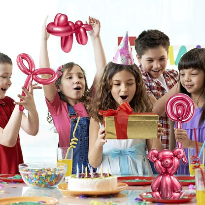 KAWKALSH 260 Metallic Red Long Balloons for Balloon Garland Thickening Skinny Latex Twisting Animals Modeling Christmas Birthday Wedding Party Festival Decorations 100pcs