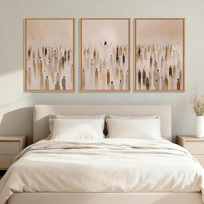 HLNIUC Jesus Feeds The 5000 Easter Christian Wall Art Set of 3, Minimalist Canvas Wall Decor, Bible Scripture 16"x24" Framed Art, Abstract Religious Prints for Living Room, Bedroom, Church