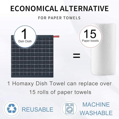 Homaxy 100% Cotton Terry Kitchen Dish Cloths, Ultra Soft and Absorbent Dish Towels for Kitchen, Suitable for Drying and Washing Dishes, 8 Pack, 12 x 12 Inches, Dark Grey