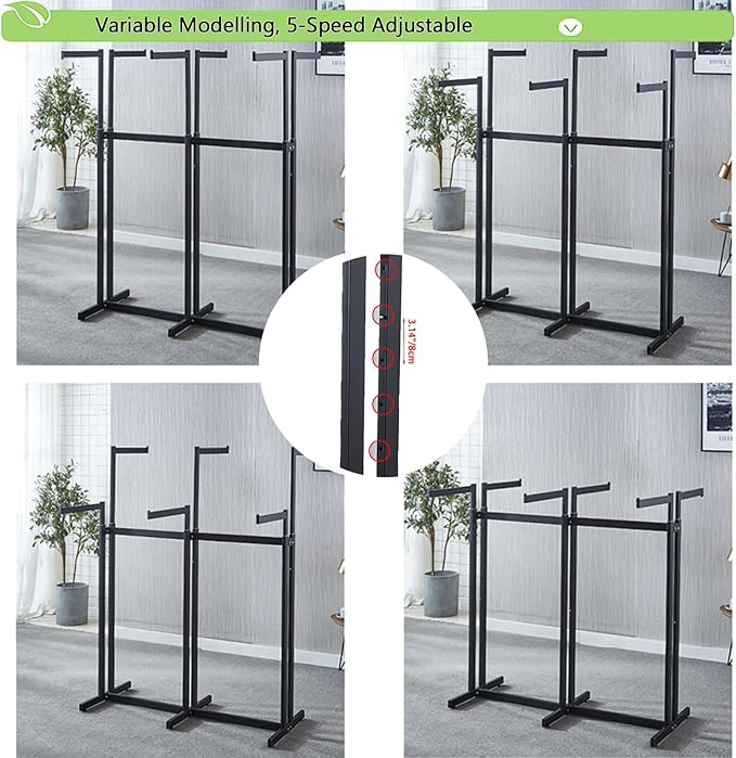 Floor Standing Metal Garment Rack - Heavy Retail Display Racks With Wheels, 6 Arms Clothing Rack, Square Tubing Portable Shirt Racks, Merchandise Display For Hanging Clothes (Silver)