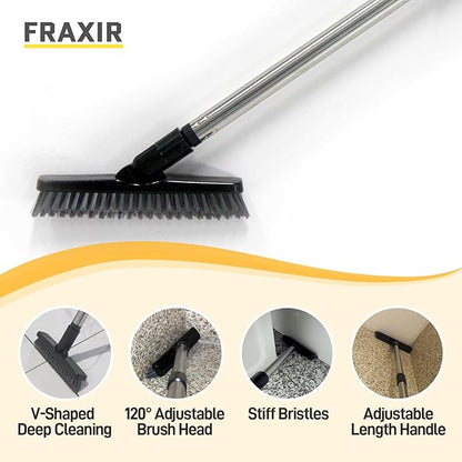55-Inch Rotating Grout Brush with Adjustable Long Handle, V-Shaped Deep Cleaning Tool for Tile, Bathrooms, Kitchens, and Hard-to-Reach Areas