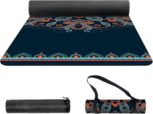 nuveti Yoga Mat Print Extra Thick TPE Non Slip Fitness Exercise Mat with Carrying Bag,72"x24" Extra Thick 6MM Exercise & Workout Mat for Yoga, Pilates Fitness and Floor Exercises